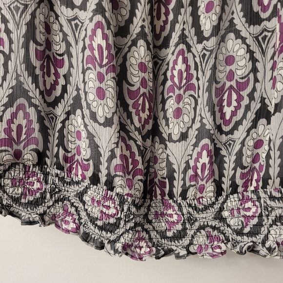 SILK Off The Shoulder Women’s Size 14 Peasant Top Grey Purple - Picture 4 of 11